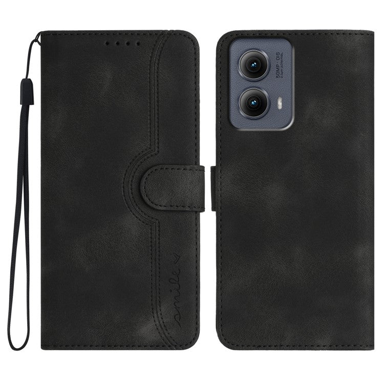 YX0030 For Motorola Edge (2024) 5G Case Card Slots Wallet Leather Phone Cover - Black