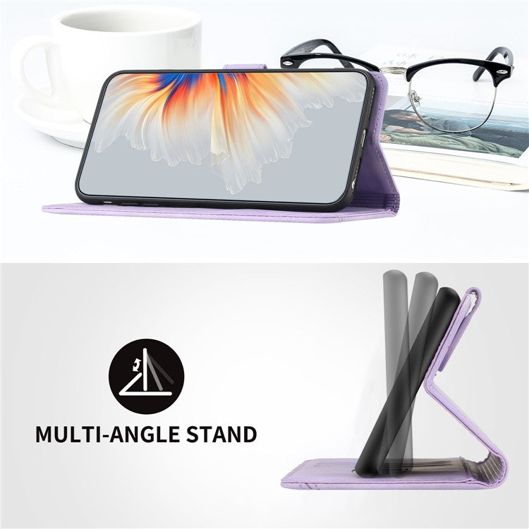 YX0030 For Motorola Edge (2024) 5G Case Card Slots Wallet Leather Phone Cover - Light Purple