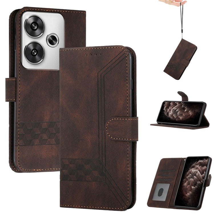 YX0010 Series for Xiaomi Redmi Turbo 3 5G / Poco F6 5G Case Leather Phone Cover with Strap - Coffee