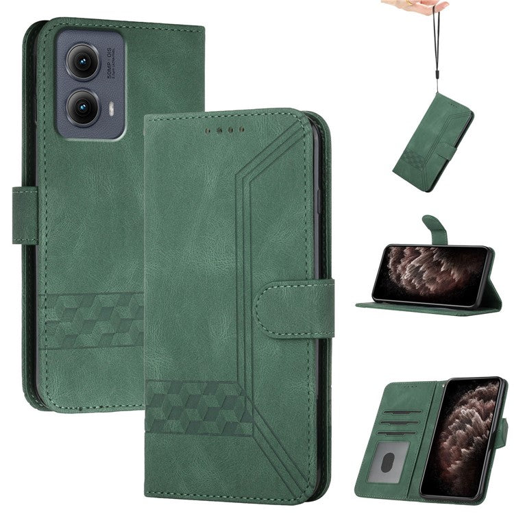 YX0010 Series for Motorola Edge (2024) 5G Case PU Leather Skin-Touch Phone Wallet Cover -  Blackish Green