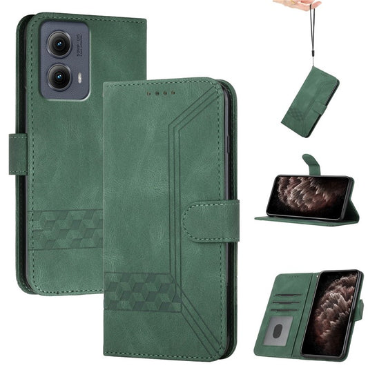 YX0010 Series for Motorola Edge (2024) 5G Case PU Leather Skin-Touch Phone Wallet Cover -  Blackish Green