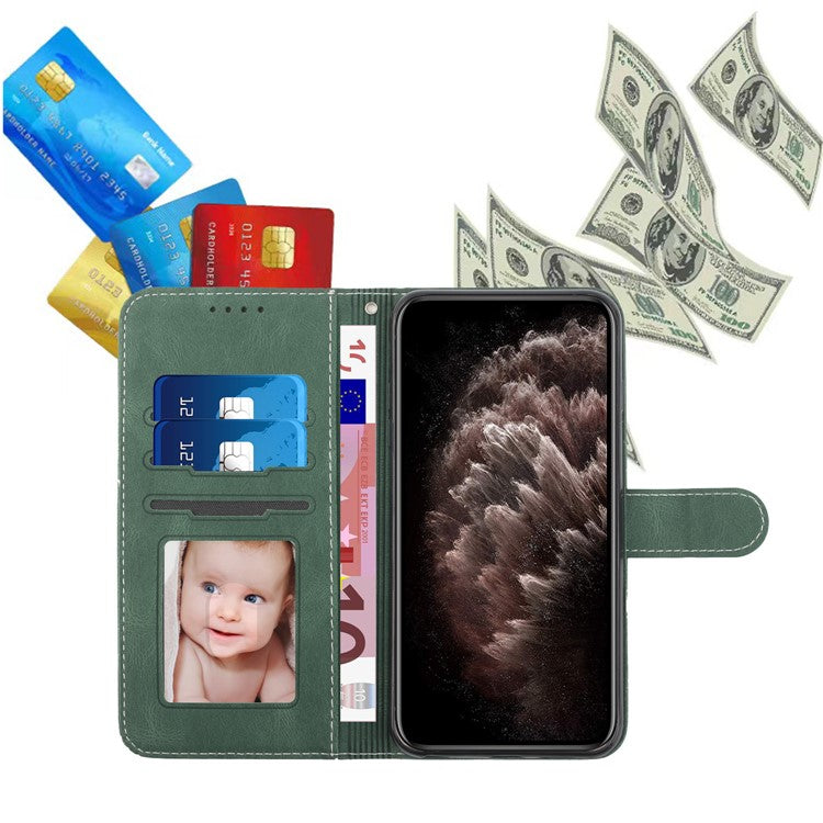 YX0010 Series for Motorola Edge (2024) 5G Case PU Leather Skin-Touch Phone Wallet Cover -  Blackish Green