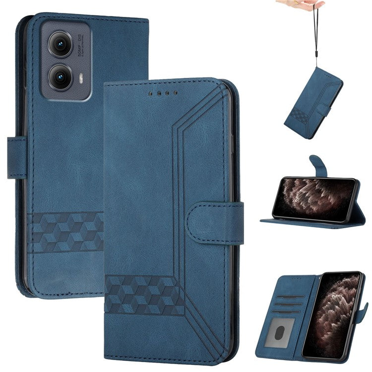 YX0010 Series for Motorola Edge (2024) 5G Case PU Leather Skin-touch Phone Wallet Cover -  Sapphire
