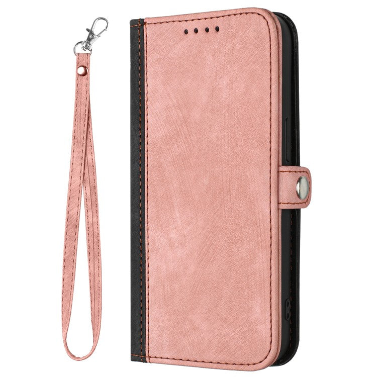YX0020 For Motorola Edge (2024) 5G Leather Case Phone Cover with Hand Strap - Pink