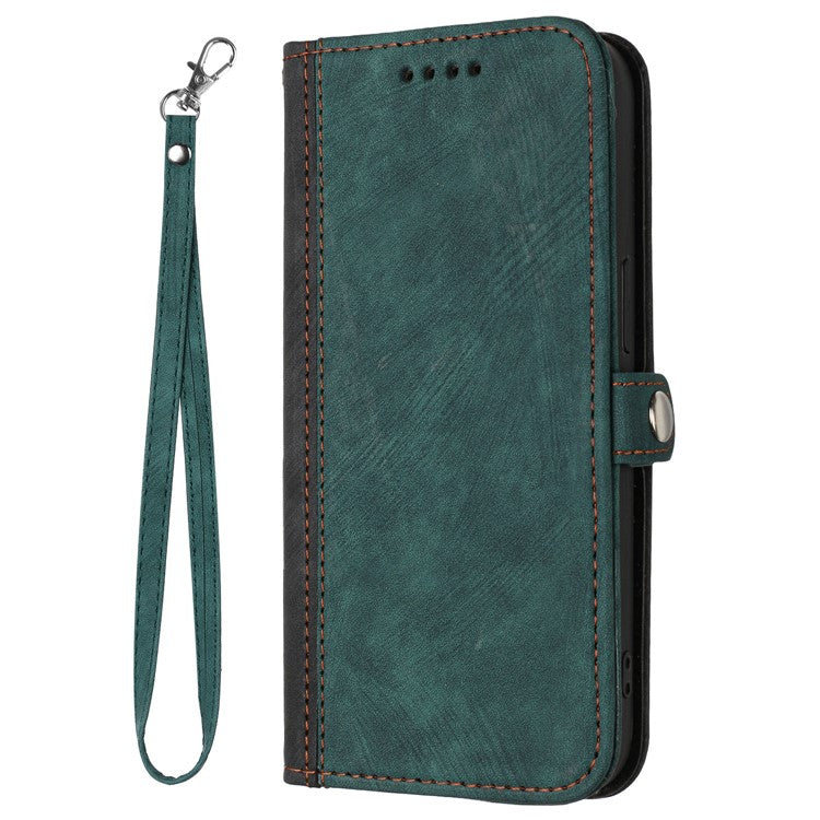 YX0020 For Motorola Edge (2024) 5G Leather Case Phone Cover with Hand Strap - Blackish Green