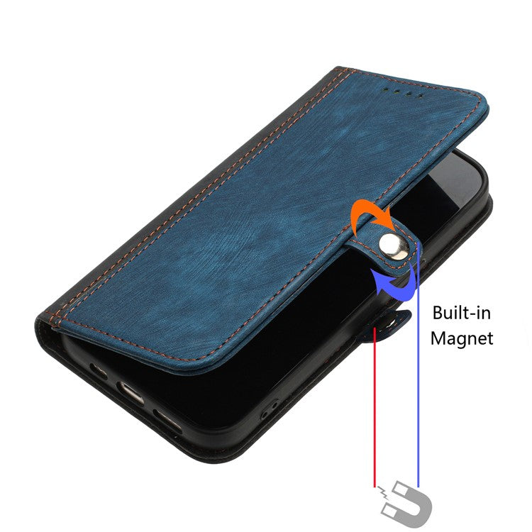YX0020 For Motorola Edge (2024) 5G Leather Case Phone Cover with Hand Strap - Sapphire