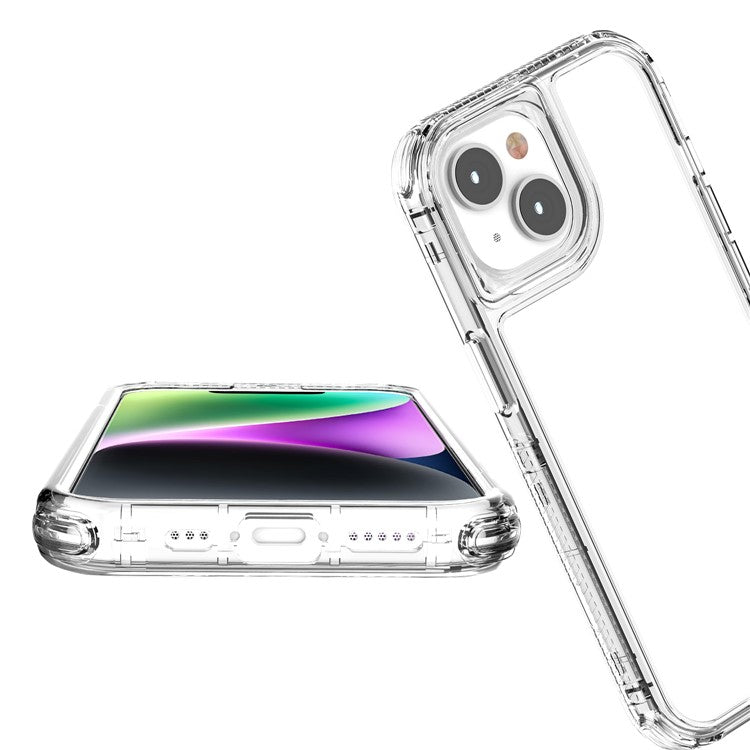 For iPhone 14 Plus / 15 Plus Case Acrylic+TPU Anti-drop Clear Phone Cover