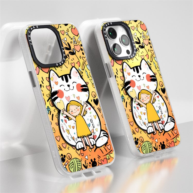 JAUCASE For iPhone 14 Pro Max Compatible with MagSafe Phone Case Cartoon Cat PC+TPU Cover - Yellow