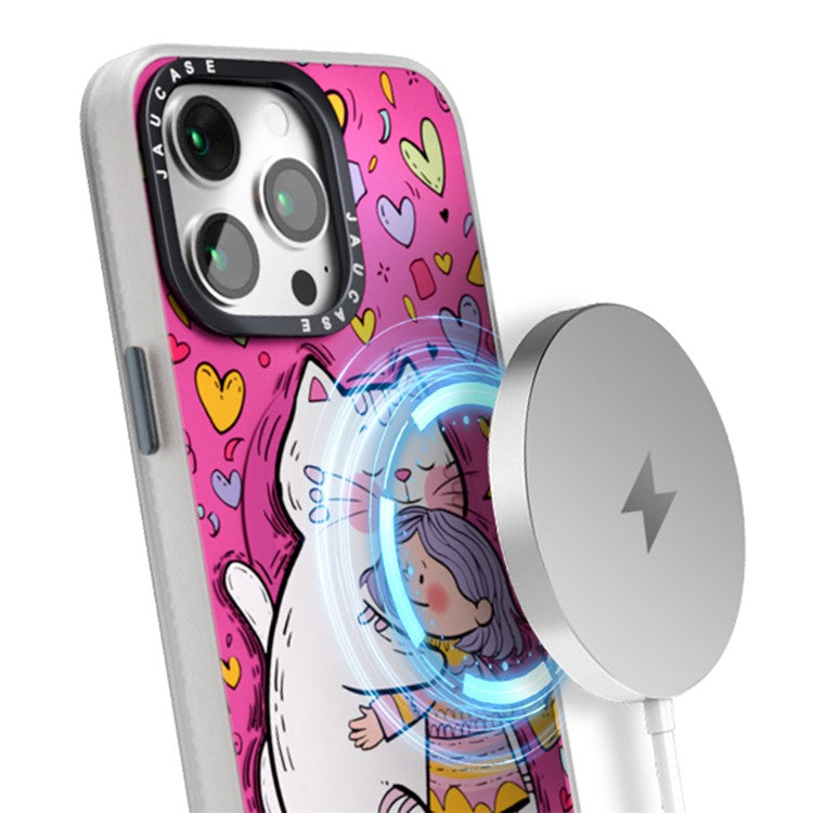 JAUCASE For iPhone 14 Pro Max Compatible with MagSafe Phone Case Cartoon Cat PC+TPU Cover - Yellow
