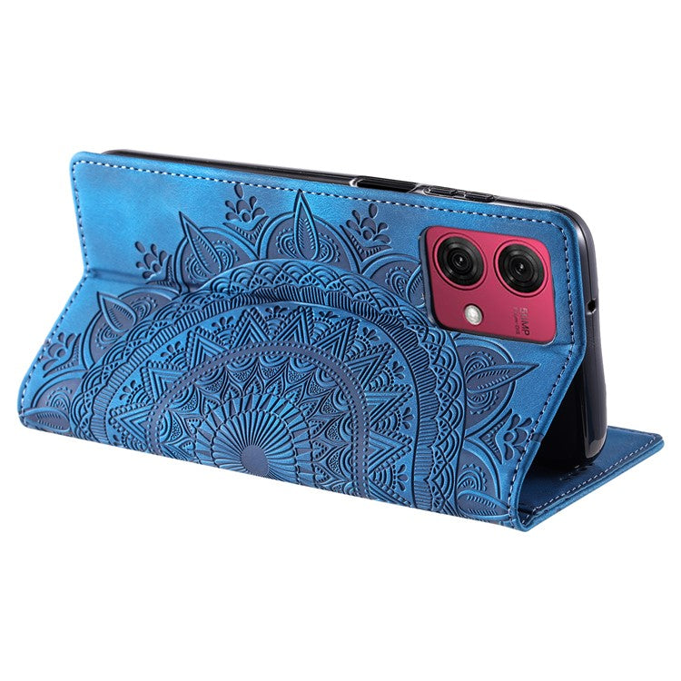Style 010 For Motorola Moto G85 5G / S50 Neo 5G Case Mandala Pattern Magnetic Closing Leather Phone Cover - Blue