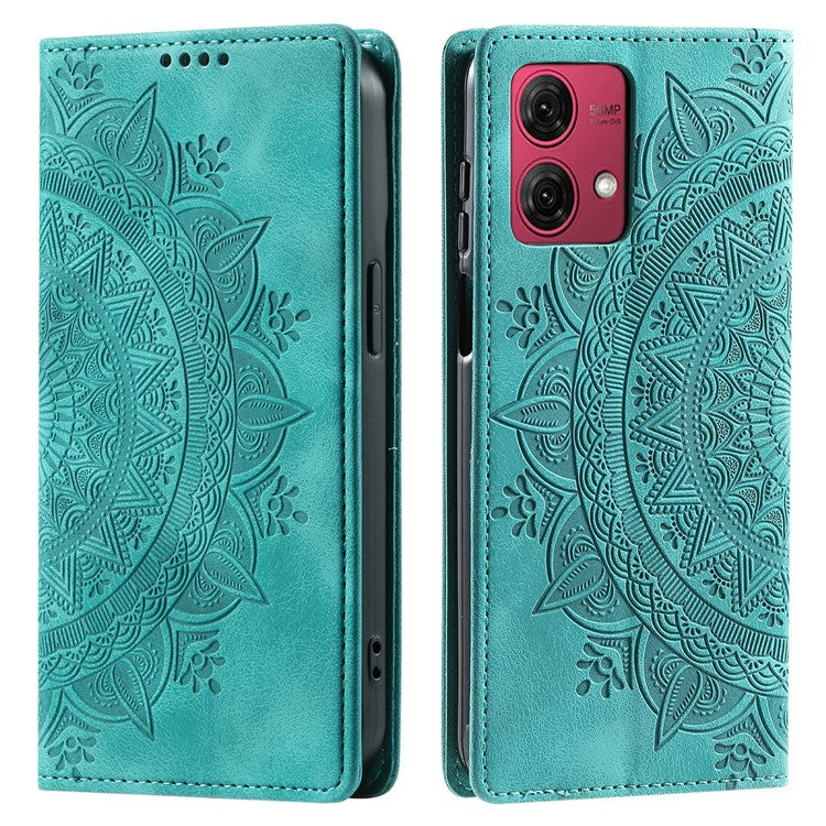 Style 010 For Motorola Moto G85 5G / S50 Neo 5G Case Mandala Pattern Magnetic Closing Leather Phone Cover - Mint Green