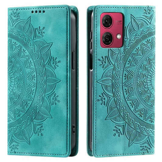 Style 010 For Motorola Moto G85 5G / S50 Neo 5G Case Mandala Pattern Magnetic Closing Leather Phone Cover - Mint Green