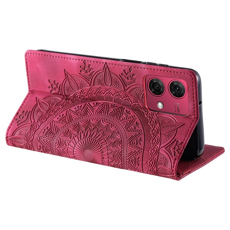 Style 010 For Motorola Moto G85 5G / S50 Neo 5G Case Mandala Pattern Magnetic Closing Leather Phone Cover - Rose