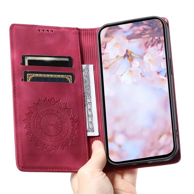 Style 010 For Motorola Moto G85 5G / S50 Neo 5G Case Mandala Pattern Magnetic Closing Leather Phone Cover - Rose