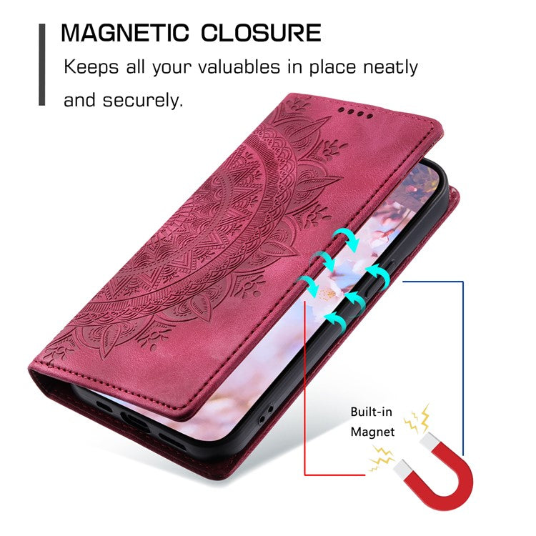 Style 010 For Motorola Moto G85 5G / S50 Neo 5G Case Mandala Pattern Magnetic Closing Leather Phone Cover - Rose