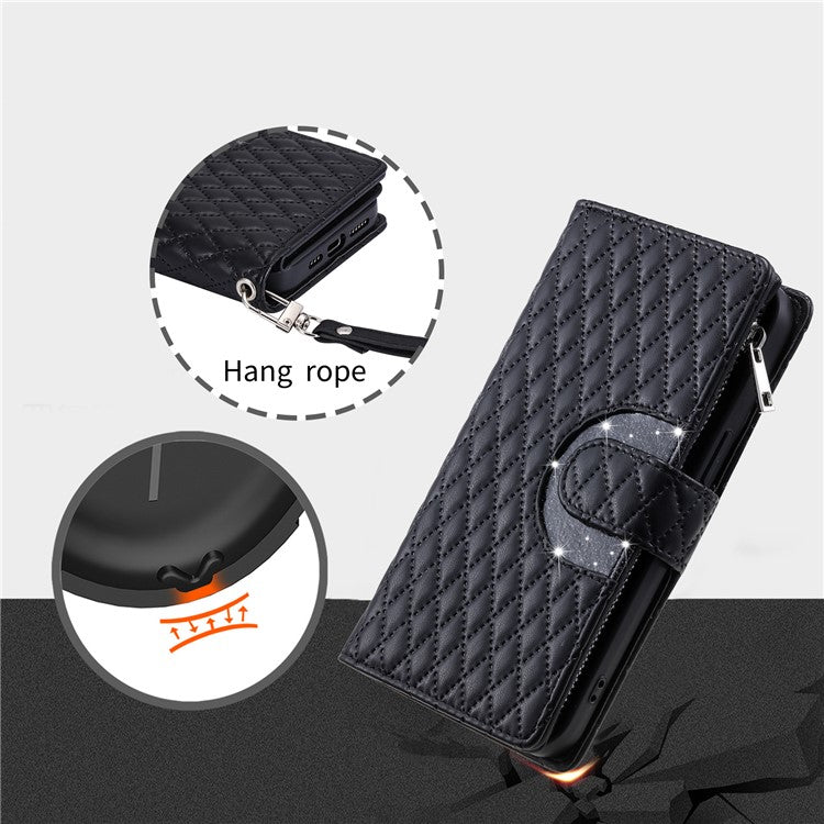 Style 013 for Motorola Moto G85 5G / S50 Neo 5G Case Rhombus Leather Zipper Phone Cover - Black