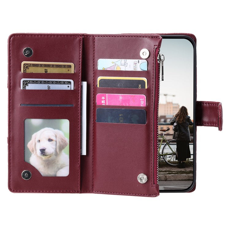Style 013 for Motorola Moto G85 5G / S50 Neo 5G Case Rhombus Leather Zipper Phone Cover - Wine Red