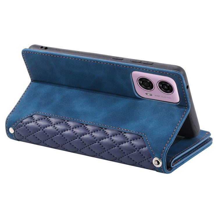 Style 005 For Motorola Moto G85 5G / S50 Neo 5G Case Rhombus PU Leather Zipper Phone Cover - Blue