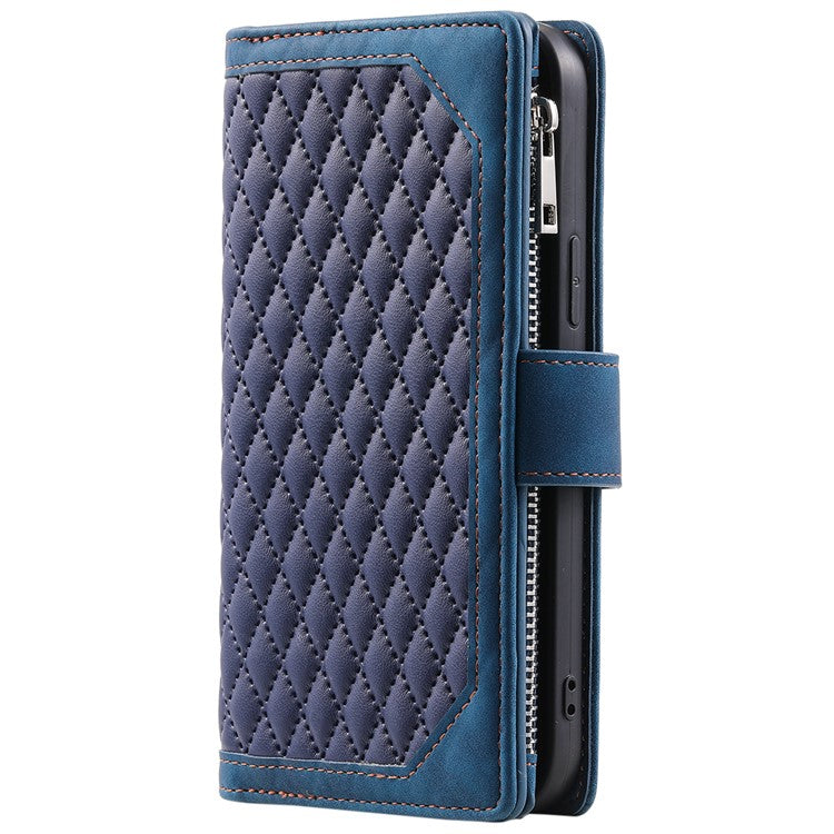 Style 005 For Motorola Moto G85 5G / S50 Neo 5G Case Rhombus PU Leather Zipper Phone Cover - Blue