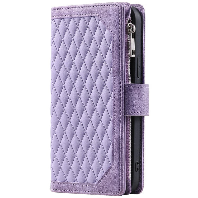 Style 005 For Motorola Moto G85 5G / S50 Neo 5G Case Rhombus PU Leather Zipper Phone Cover - Purple