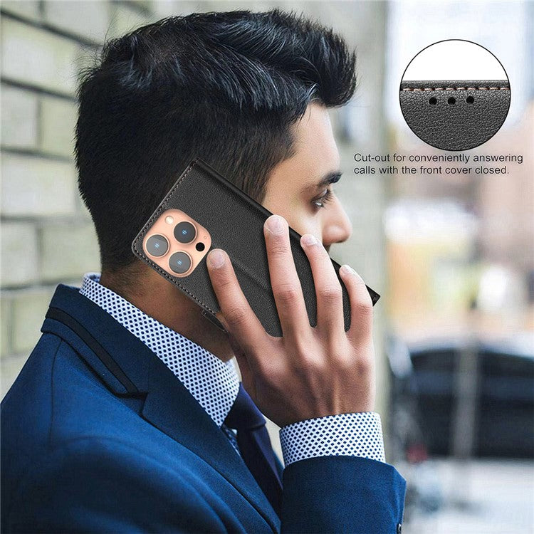 BINFEN COLOR BF32 For iPhone 14 Pro Max Case RFID Blocking PU Leather Flip Folio Phone Cover - Black