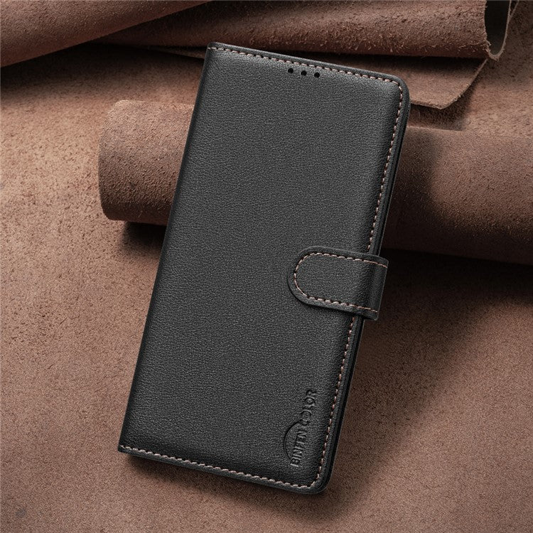 BINFEN COLOR BF32 For iPhone 14 Pro Max Case RFID Blocking PU Leather Flip Folio Phone Cover - Black