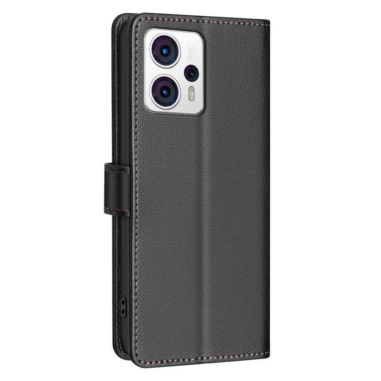 BINFEN COLOR BF32 For Motorola Moto G13 4G / G23 4G / G53 5G Flip Case Leather Phone Cover - Black