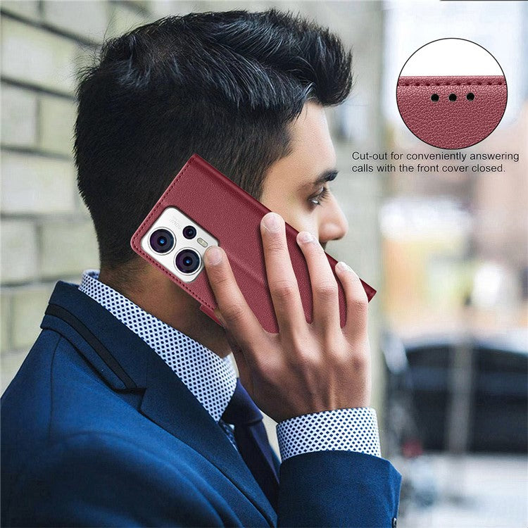 BINFEN COLOR BF32 For Motorola Moto G13 4G / G23 4G / G53 5G Flip Case Leather Phone Cover - Red