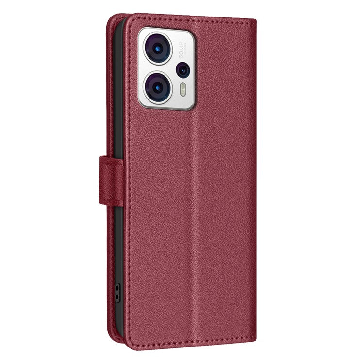 BINFEN COLOR BF32 For Motorola Moto G13 4G / G23 4G / G53 5G Flip Case Leather Phone Cover - Red
