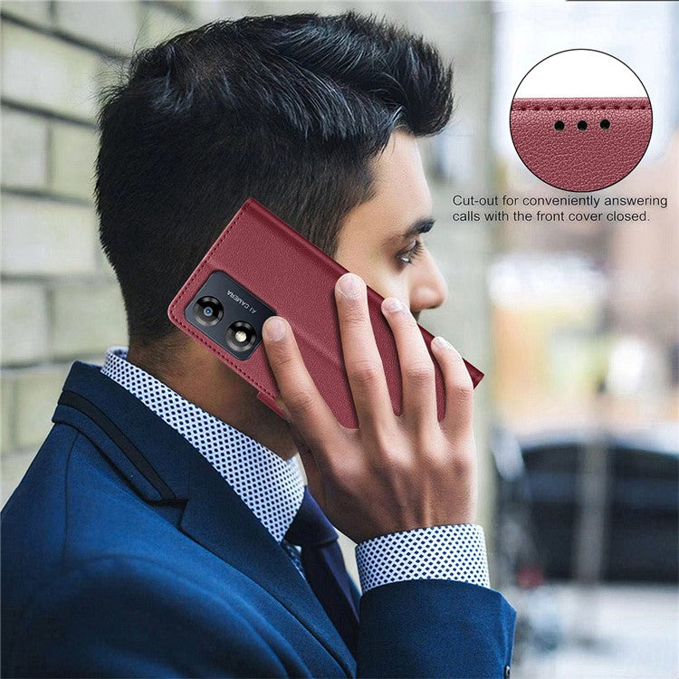 BINFEN COLOR BF32 For Motorola Moto E13 4G Case RFID Blocking Drop Resistant Leather Phone Cover - Red