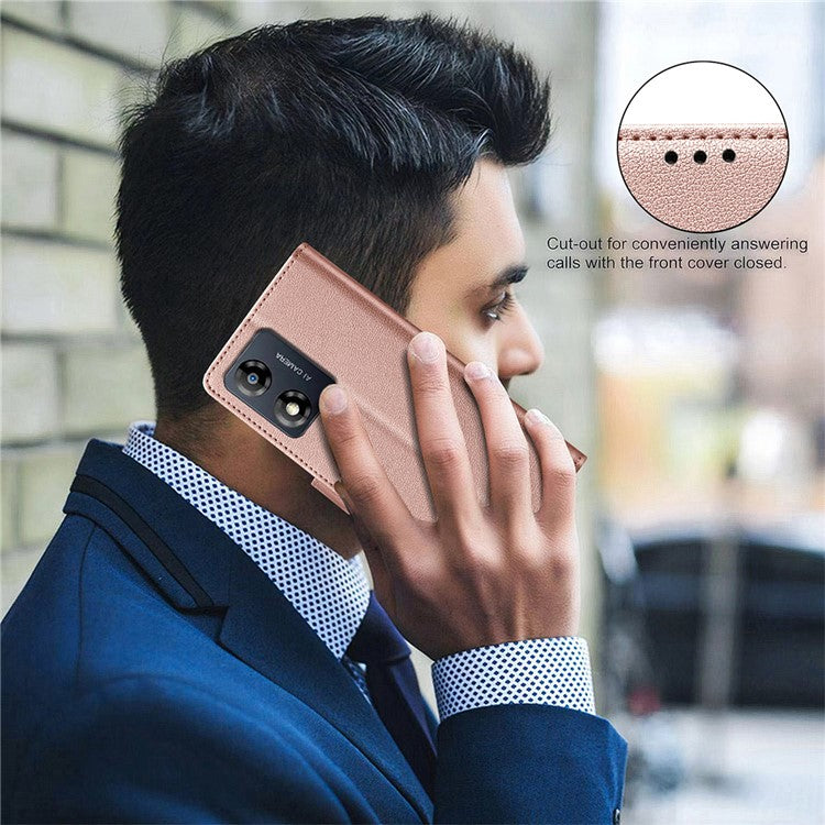 BINFEN COLOR BF32 For Motorola Moto E13 4G Case RFID Blocking Drop Resistant Leather Phone Cover - Rose Gold