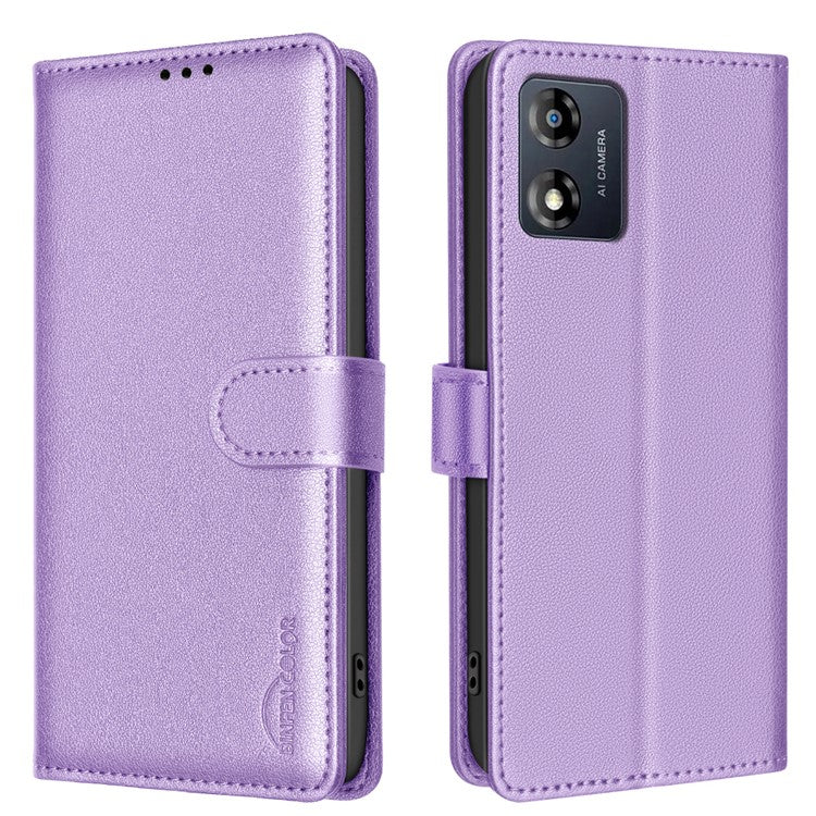 BINFEN COLOR BF32 For Motorola Moto E13 4G Case RFID Blocking Drop Resistant Leather Phone Cover - Purple