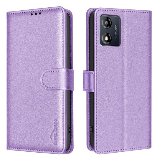 BINFEN COLOR BF32 For Motorola Moto E13 4G Case RFID Blocking Drop Resistant Leather Phone Cover - Purple