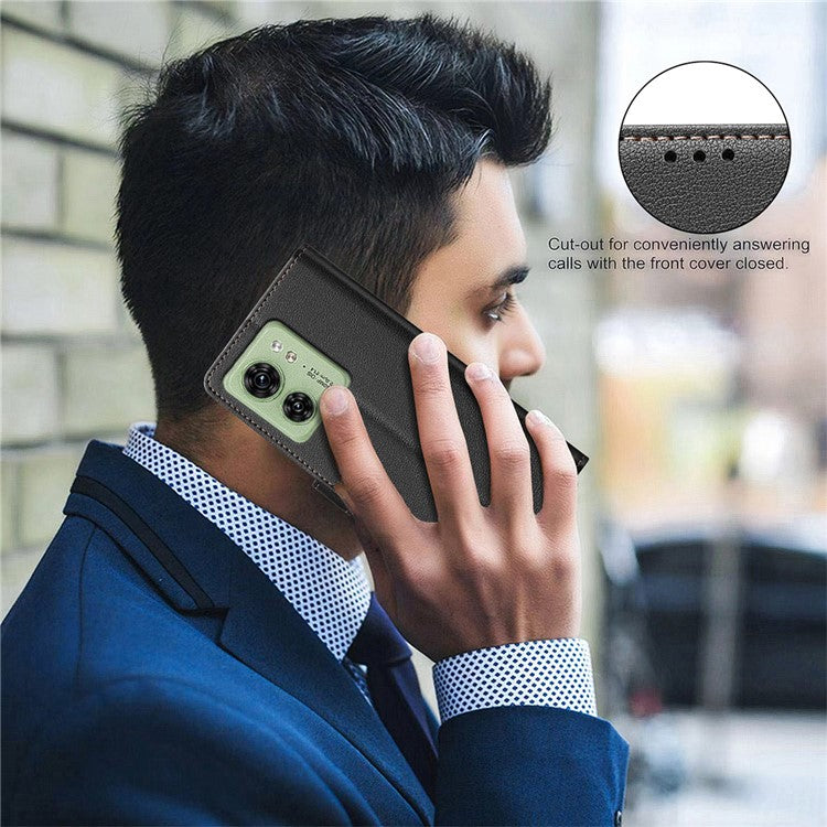 BINFEN COLOR BF32 For Motorola Edge 40 5G Litchi Texture Flip Case Leather Phone Cover - Black