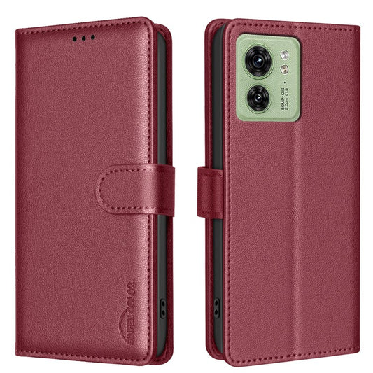 BINFEN COLOR BF32 For Motorola Edge 40 5G Litchi Texture Flip Case Leather Phone Cover - Red