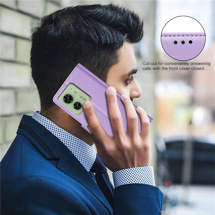 BINFEN COLOR BF32 For Motorola Edge 40 5G Litchi Texture Flip Case Leather Phone Cover - Purple