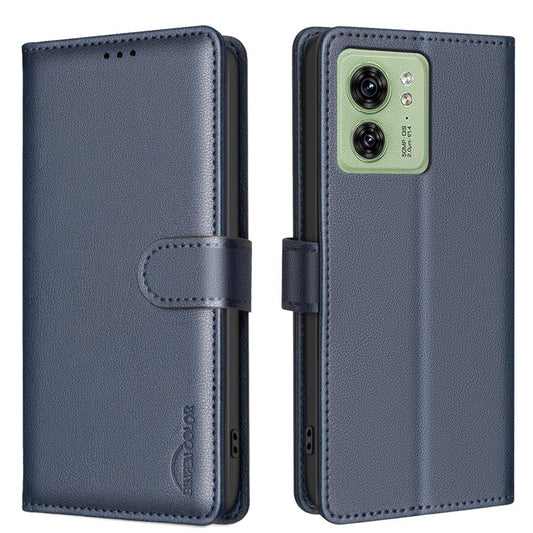 BINFEN COLOR BF32 For Motorola Edge 40 5G Litchi Texture Flip Case Leather Phone Cover - Blue
