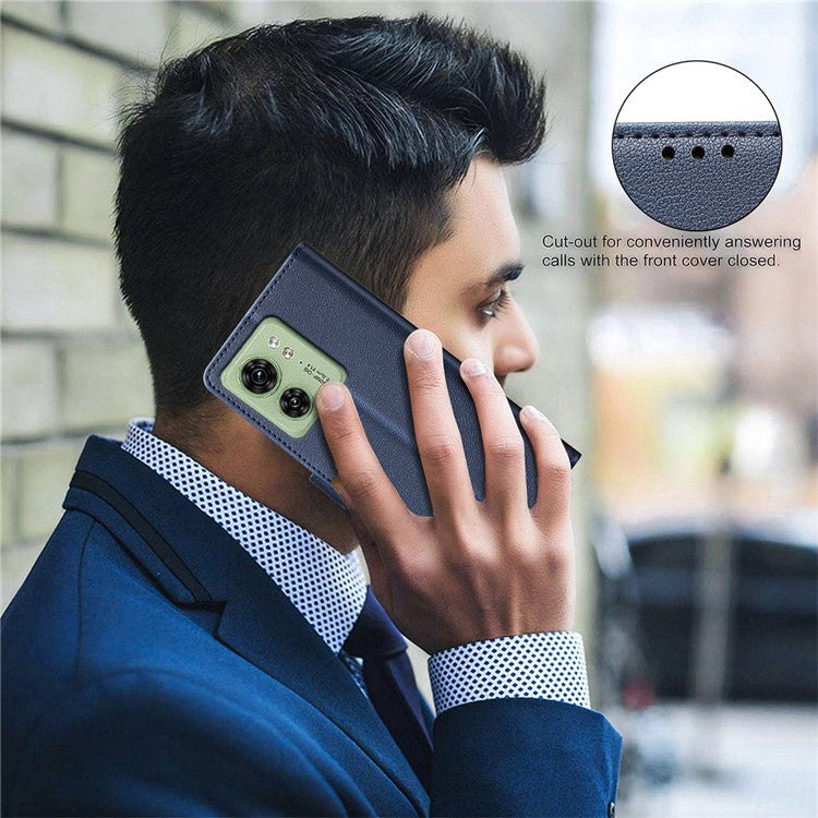 BINFEN COLOR BF32 For Motorola Edge 40 5G Litchi Texture Flip Case Leather Phone Cover - Blue