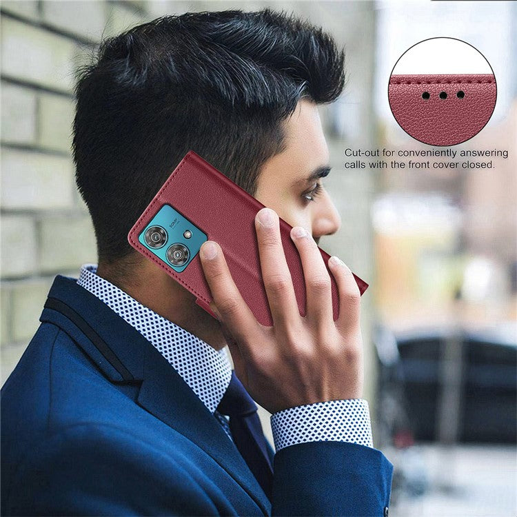 BINFEN COLOR BF32 For Motorola Edge 40 Neo 5G Phone Case Litchi Texture RFID Blocking Leather Phone Cover - Red
