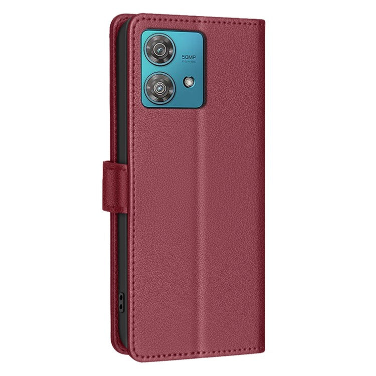 BINFEN COLOR BF32 For Motorola Edge 40 Neo 5G Phone Case Litchi Texture RFID Blocking Leather Phone Cover - Red