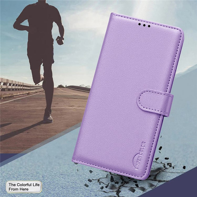 BINFEN COLOR BF32 For Motorola Edge 40 Neo 5G Phone Case Litchi Texture RFID Blocking Leather Phone Cover - Purple