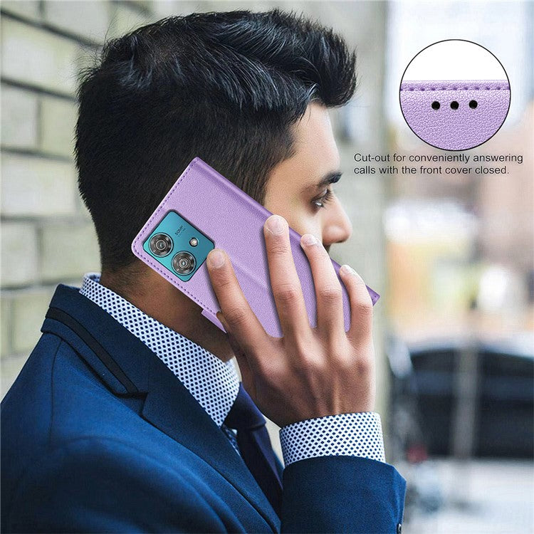 BINFEN COLOR BF32 For Motorola Edge 40 Neo 5G Phone Case Litchi Texture RFID Blocking Leather Phone Cover - Purple