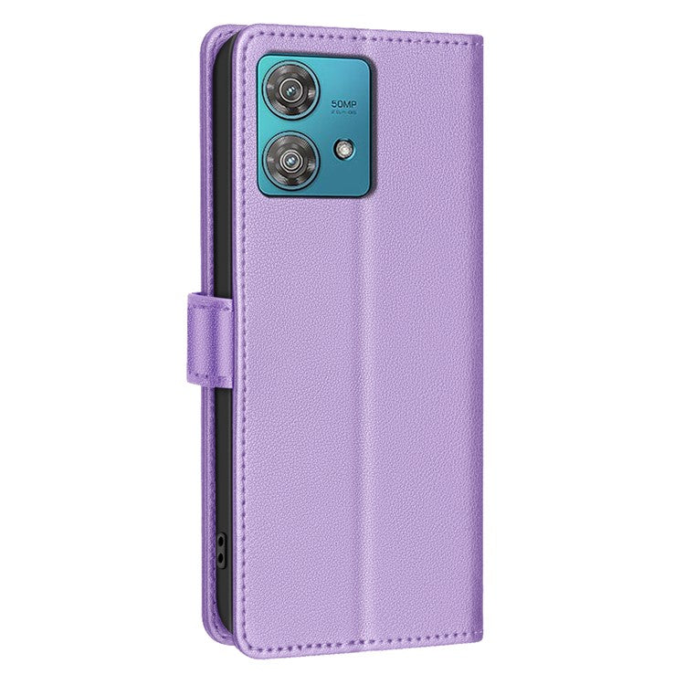 BINFEN COLOR BF32 For Motorola Edge 40 Neo 5G Phone Case Litchi Texture RFID Blocking Leather Phone Cover - Purple