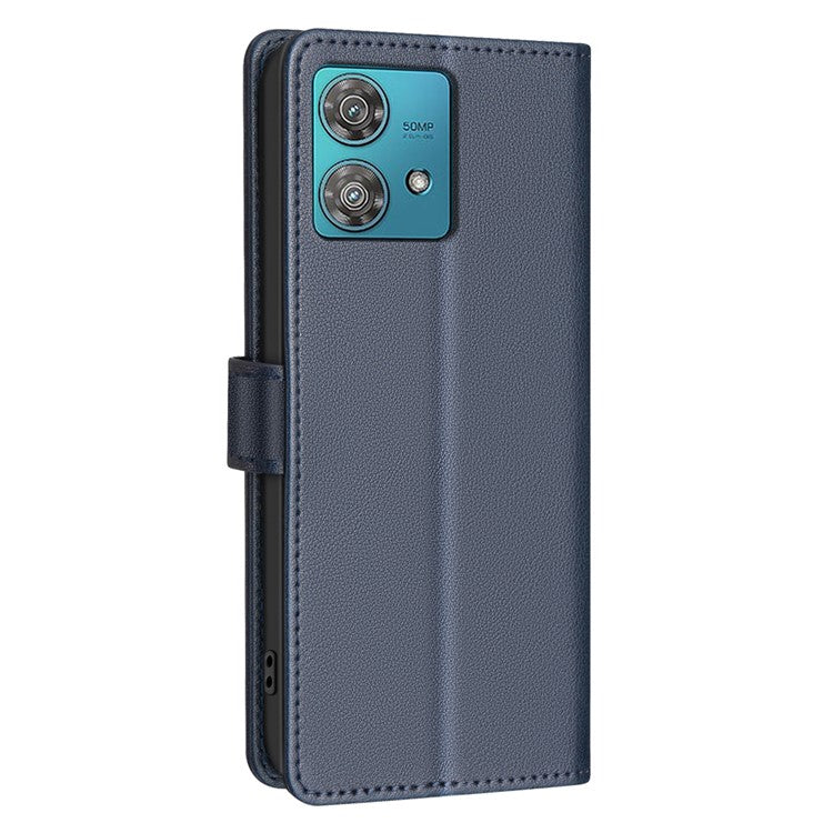 BINFEN COLOR BF32 For Motorola Edge 40 Neo 5G Phone Case Litchi Texture RFID Blocking Leather Phone Cover - Blue