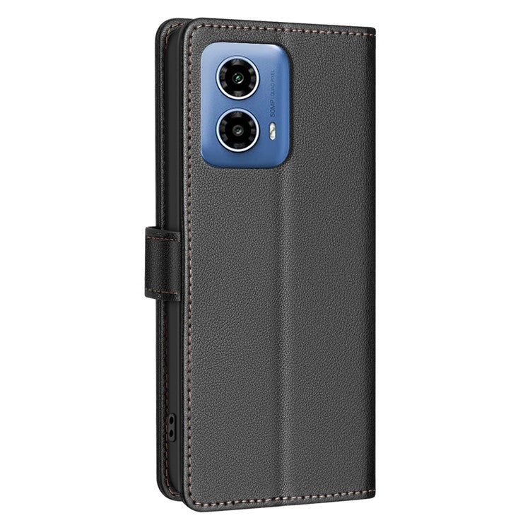 BINFEN COLOR BF32 For Motorola Moto G45 5G / G34 5G Phone Case Litchi Texture RFID Blocking Leather Phone Cover - Black