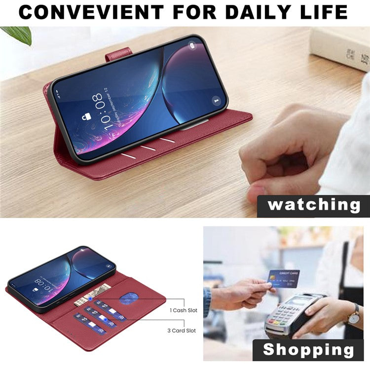 BINFEN COLOR BF32 For Motorola Moto G45 5G / G34 5G Phone Case Litchi Texture RFID Blocking Leather Phone Cover - Red