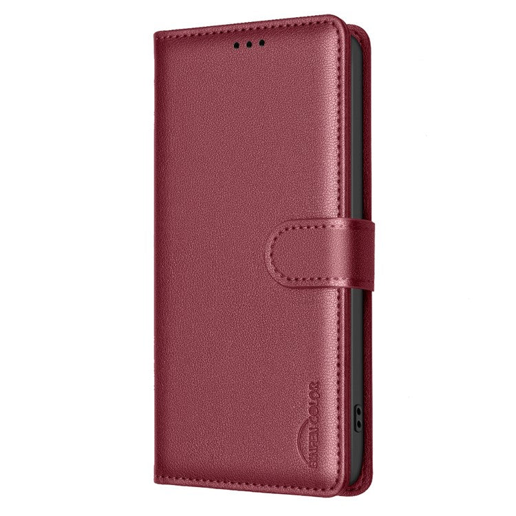 BINFEN COLOR BF32 For Motorola Moto G45 5G / G34 5G Phone Case Litchi Texture RFID Blocking Leather Phone Cover - Red