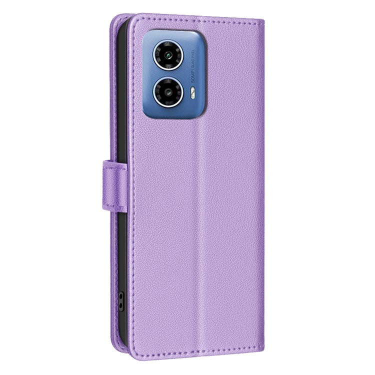 BINFEN COLOR BF32 For Motorola Moto G45 5G / G34 5G Phone Case Litchi Texture RFID Blocking Leather Phone Cover - Purple