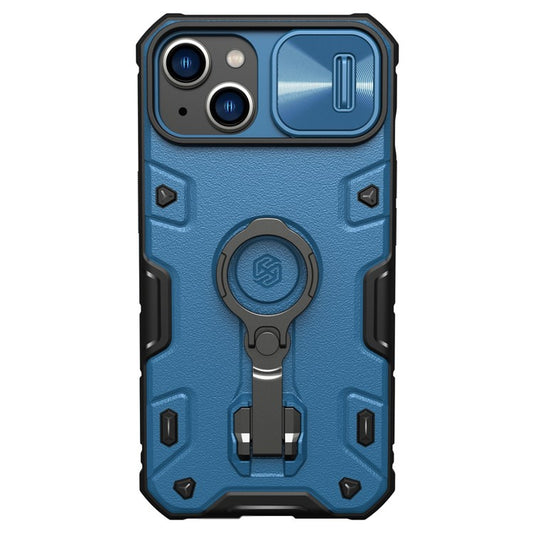 NILLKIN CamShield Armor Pro Case for iPhone 14 Plus, Hard PC Soft TPU Phone Cover Slide Lens Protection Kickstand Case - Blue