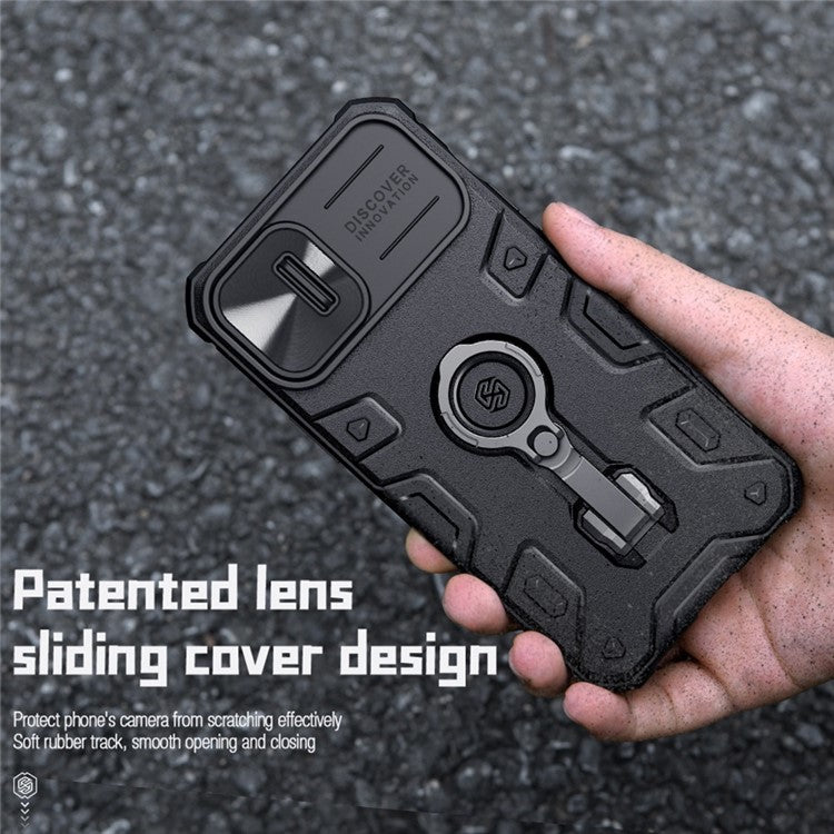 NILLKIN CamShield Armor Pro Case for iPhone 14 Plus, Hard PC Soft TPU Phone Cover Slide Lens Protection Kickstand Case - Blue